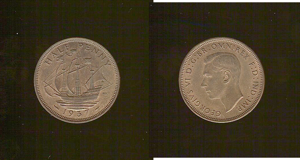 ROYAUME-UNI 1/2 Penny Georges VI 1937 SPL7